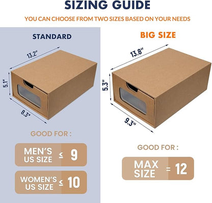 Shoe Boxes Cardboard, 12 Pack, Big Size, Waterproof, Heavy Duty, Stackable Shoe - Image 2