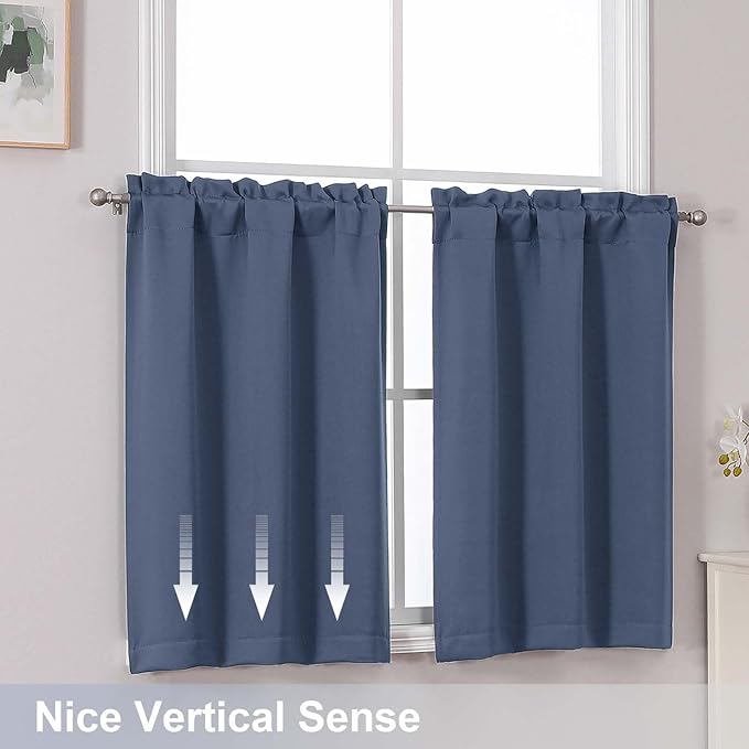 Chyhomenyc Denim Blue Short Blackout Curtains 30 Inch Length, Small Kitchen - Image 6