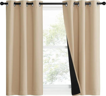 NICETOWN Bedroom Full Blackout Curtain Panels, 37 by 40-inch, Biscotti Beige by NICETOWN