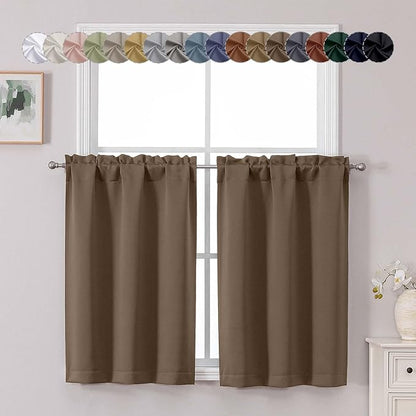 Chyhomenyc Brown Short Blackout Curtains 36 Inch Length, Small Kitchen Curtain by Chyhomenyc