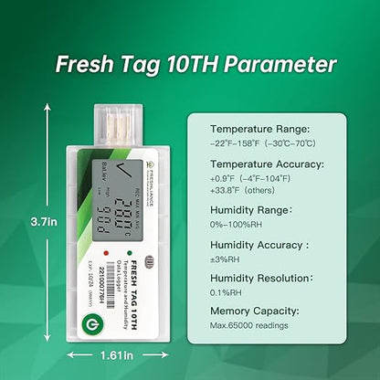 Freshliance LCD Temperature Humidity Data Logger, Single Use USB Temperature - Image 2