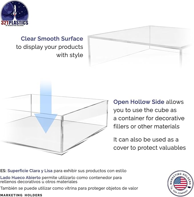 Acrylic Display Box Countertop Showcase Bin 6.75" x 6.75" x 2" Clear Lucite - Image 5