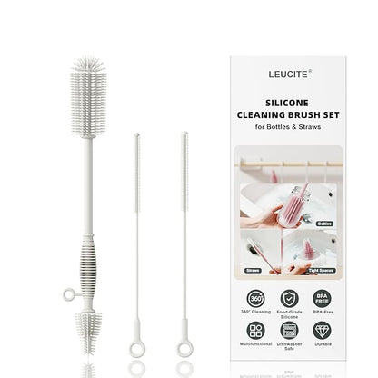 Silicone Cleaning Brush Kit, Water Bottle and Straw Cleaner Brush Set by Leucite