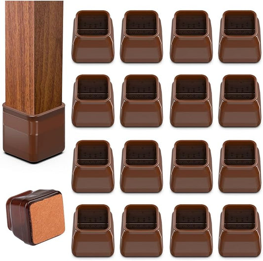 16pcs Square Chair Leg Floor Protectors, Felt Pads Chair Leg Protectors by BAIPOK