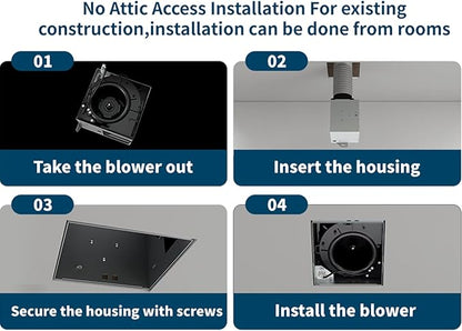 Bathroom Exhaust Fan 80 CFM 0.8 Sone, 4 Inch Duct, Quiet Energy Saving - Image 5