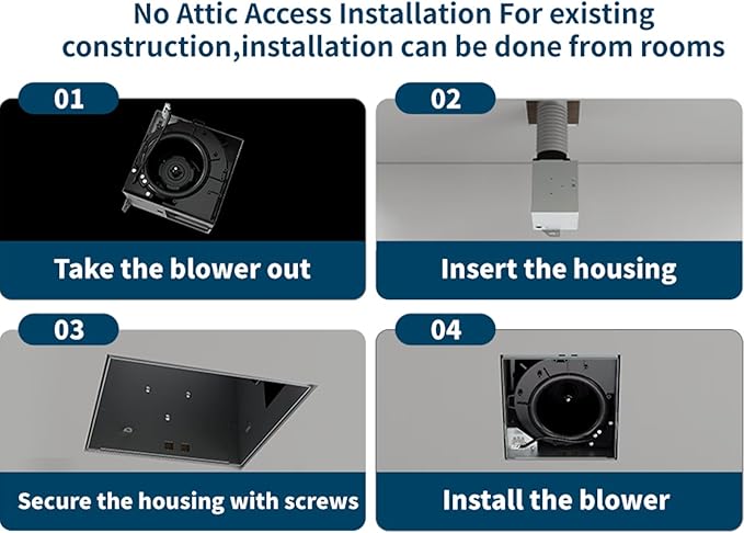 Bathroom Exhaust Fan 80 CFM 0.8 Sone, 4 Inch Duct, Quiet Energy Saving - Image 4