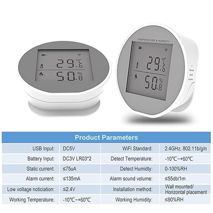 Wengart WiFi Temperature Humidity Sensor WSD400H, 2.4GHz Tuya App, Indoor LCD - Image 4