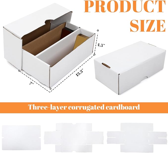 Yexiya 2 Pack 1600 Count Trading/Gaming Card Storage Box 2 Row Cardboard - Image 3