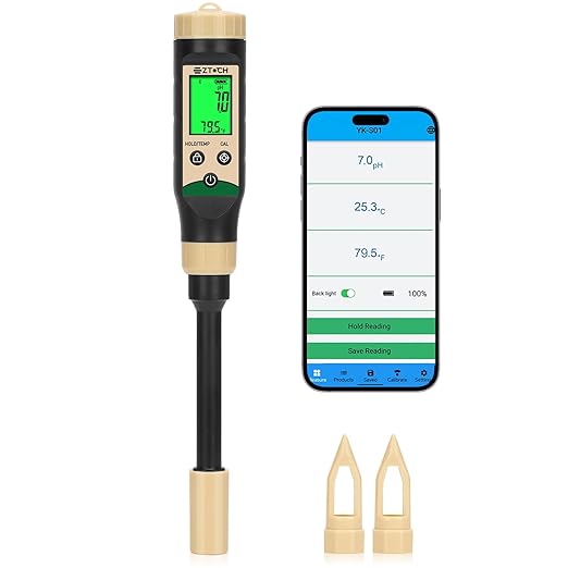 Soil pH Meter for Food, Digital pH Temp Meter for Blueberry Jam by EZTOCH