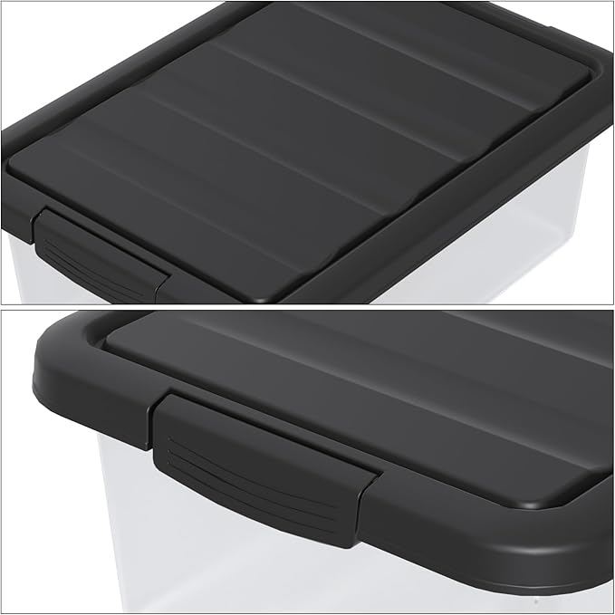 Vcansay 14 Quart Plastic Clear Latching Storage Container, Frosted Stackable Bin - Image 3