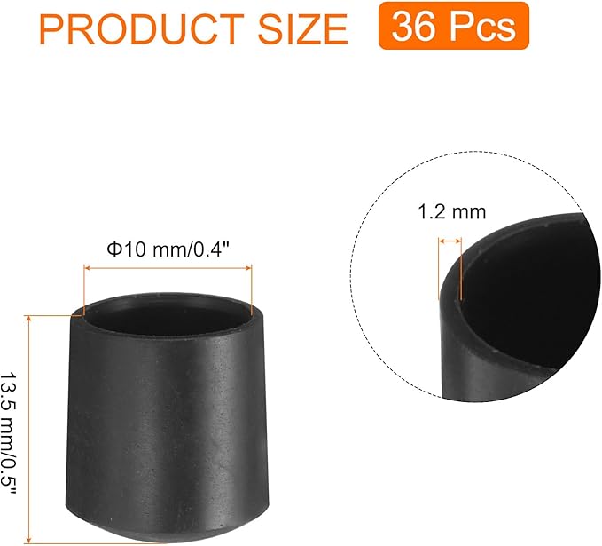 uxcell 36pcs Round Chair Leg Caps 10mm/0.4" PVC Chair Leg Floor Protectors - Image 2
