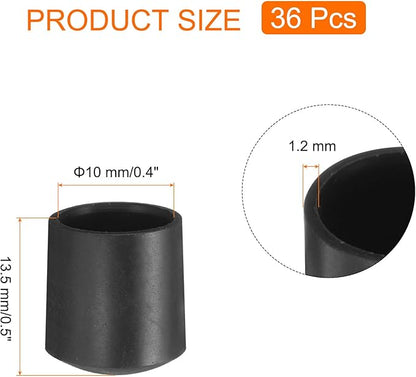 uxcell 36pcs Round Chair Leg Caps 10mm/0.4" PVC Chair Leg Floor Protectors - Image 2