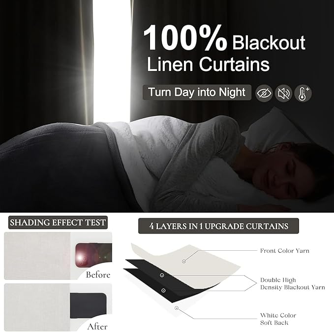 Curtains 100 Inch Length Wide Pleated Blackout Curtain - Image 2