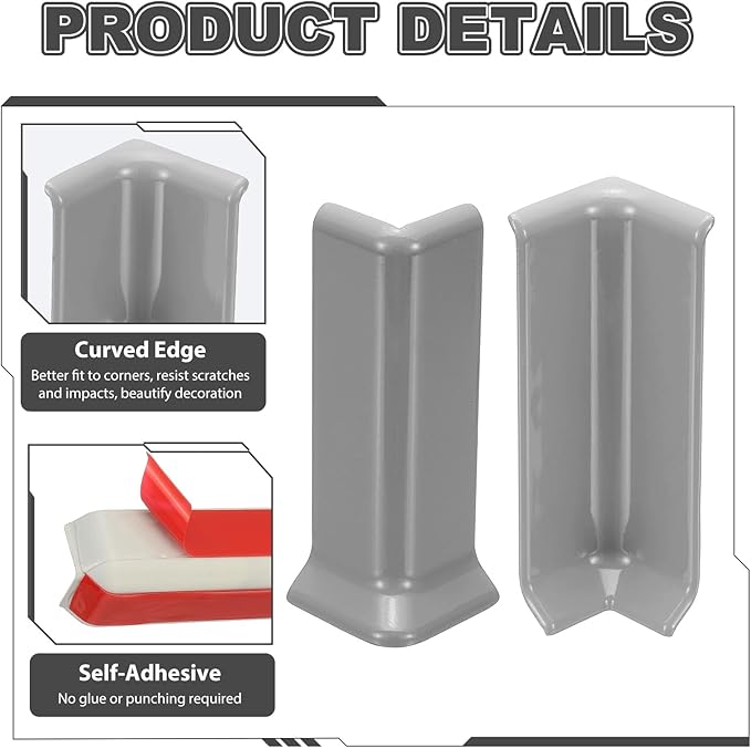uxcell Self Adhesive Baseboard Corner Blocks, 4.07 Inch Wall Edge Corner - Image 4