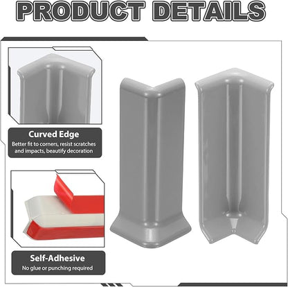uxcell Self Adhesive Baseboard Corner Blocks, 4.07 Inch Wall Edge Corner - Image 4