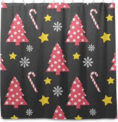 Christmas Gnome Tree Red Shower Curtain Liner 72×72 inch - Image 2