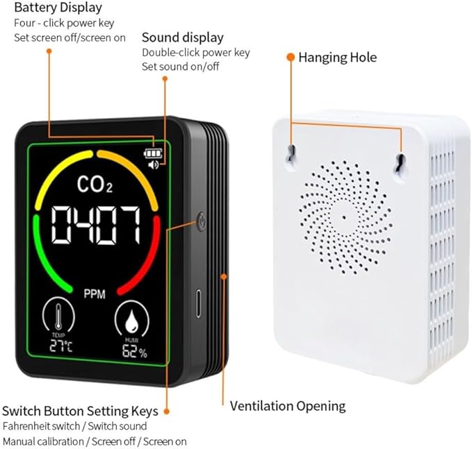 Air Quality Monitor Indoor-Portable Indoor Air Quality Meter, 3-in-1 Indoor Air - Image 2