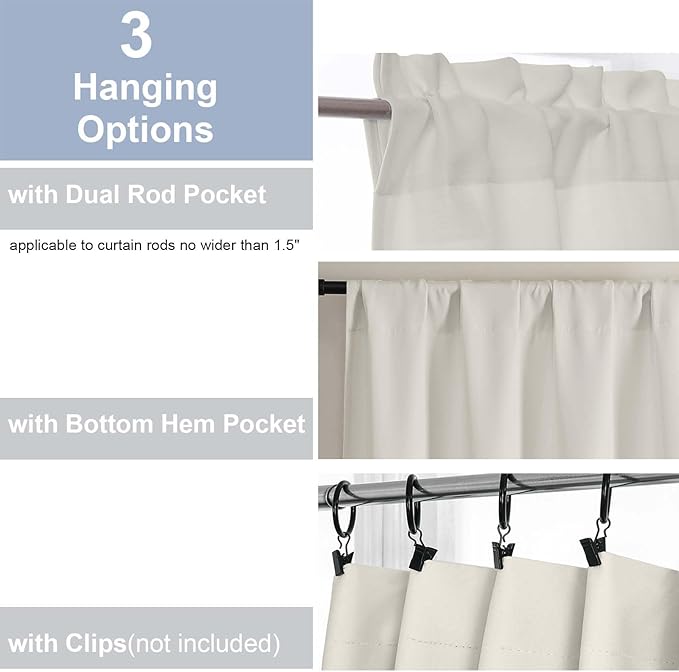 Chyhomenyc Natural Short Blackout Curtains 36 Inch Length, Small Kitchen - Image 5