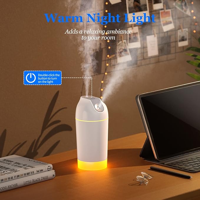 Mini Humidifier-Battery Operated 480ml Cordless Portable Small Humidifier USB - Image 7