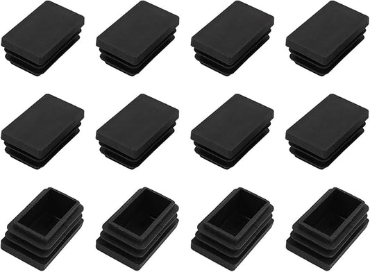 METALLIXITY Rectangle End Caps 12Pcs, Plastic Rectangle Tube Inserts Threaded by METALLIXITY