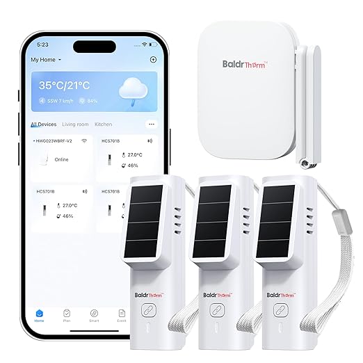 BaldrTherm Smart WiFi Hygrometer Thermometer 3 Pack, Wireless Temp Humidity by BaldrTherm