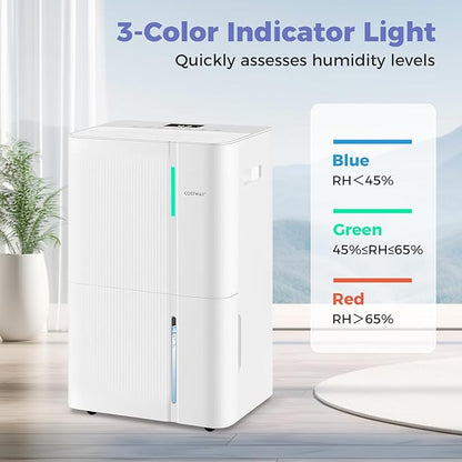 COSTWAY 74 Pints Dehumidifier for Basement, 6000 Sq.Ft Dehumidifier - Image 9