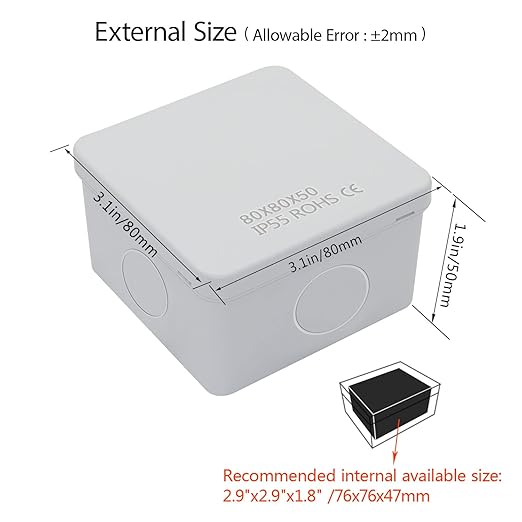 LeMotech Junction Box, Electrical Box IP65 Water Resistant Dustproof ABS - Image 2
