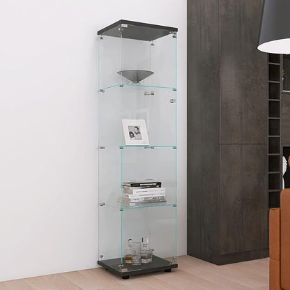 Yoluckea 4 Shelves Glass Display Cabinet by Yoluckea