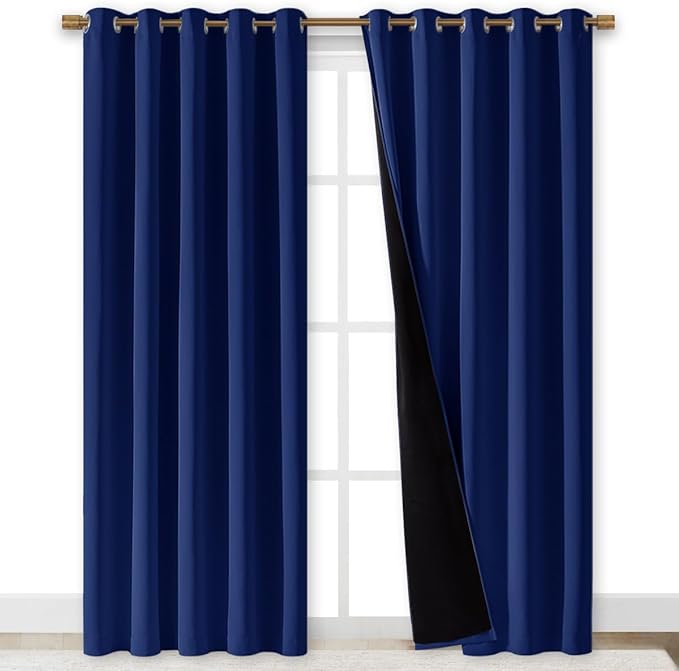 NICETOWN 100% Blackout Window Curtain Panels, Royal Blue, Cold and Full Light - Image 2