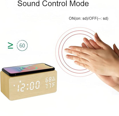 Lancoon Wooden Digital Alarm Clock - Image 2