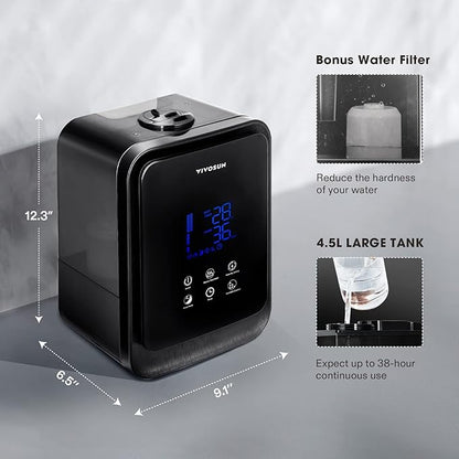 VIVOSUN 4.5L 2-in-1 Cool & Warm Mist Ultrasonic Humidifier - Image 5
