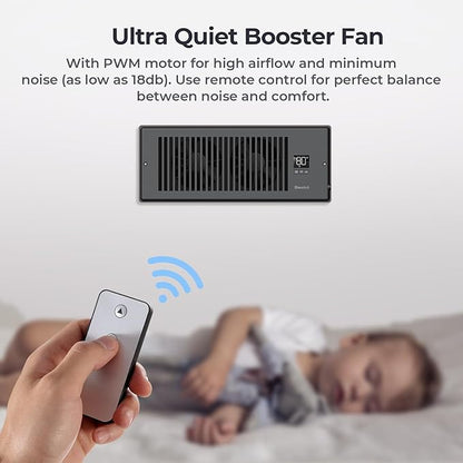 Quiet Register Booster Fan Fits 4" x 12" Register Holes, 10-Speed Smart Heating - Image 5