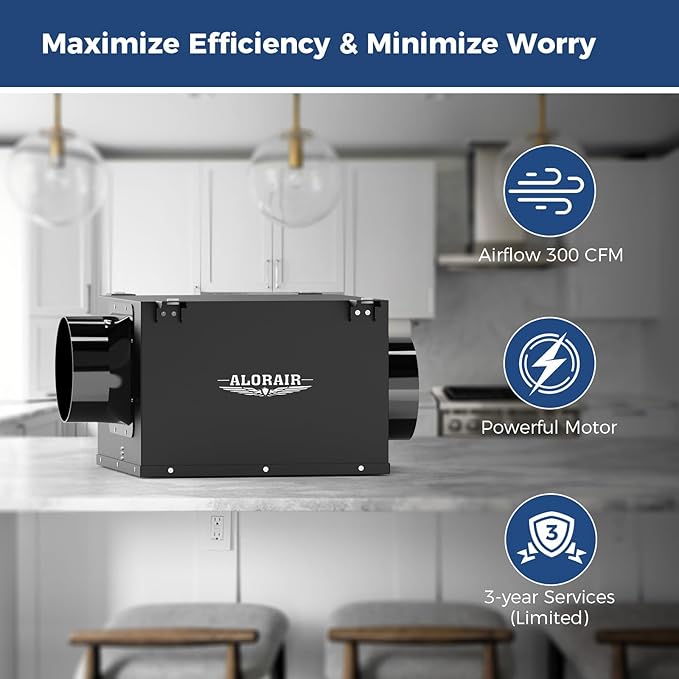 ALORAIR 6 Inch Inline Bathroom Exhaust Fan – Ultra Quiet 300 CFM Ventilation Fan - Image 2