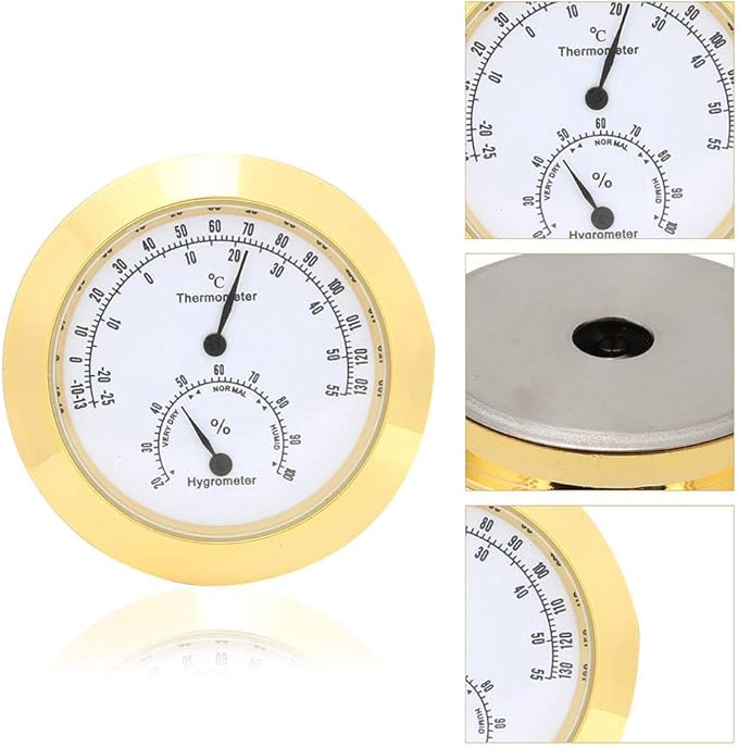 Tbest Guitar Analog Hygrometer, Round Alloy Digital Thermometer Hygrometer - Image 6