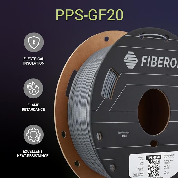 Polymaker Fiberon PPS-GF20 Filament 1.75mm 0.5kg Spool, Extreme Heat Resistance - Image 3