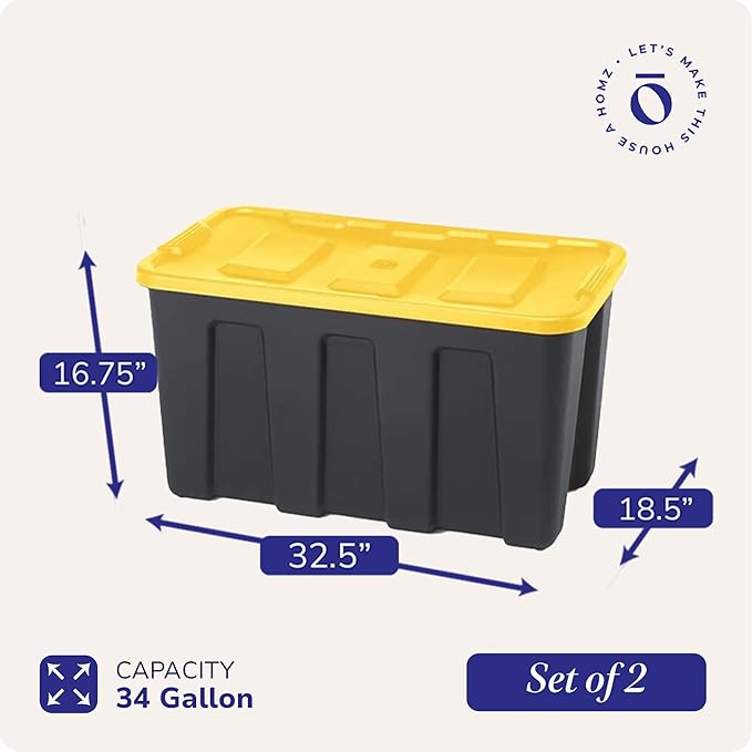 HOMZ 2-Pack Durabilt Tote, Heavy Duty Plastic Storage Bins - Image 3