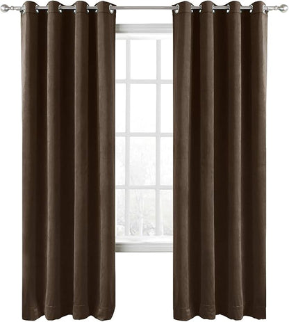 ChadMade Blackout Lined Premium Velvet Curtain Chocolate 50Wx96L Inch, Eyelet by ChadMade