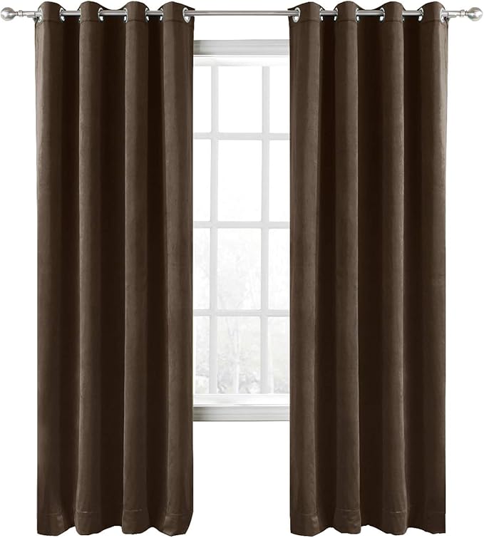 ChadMade Blackout Lined Premium Velvet Curtain Chocolate 100Wx84L Inch by ChadMade