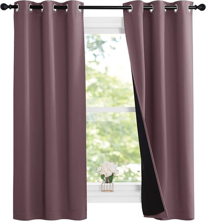 NICETOWN Dry Rose 100% Blackout Lined Curtains, 2 Thick Layers Narrow Wide - Image 2