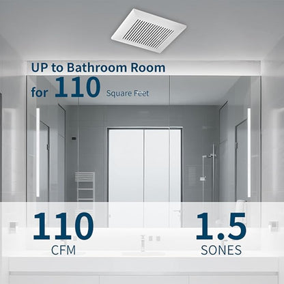 Tech Drive Bathroom Exhaust Fan 110 CFM, 1.5 Sone, 4-Inch Duct, No Attic Access - Image 3