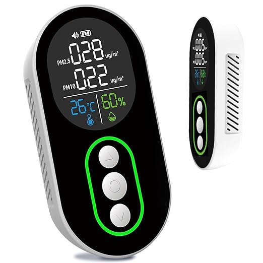 4 in 1 PM 2.5 and PM 10 Air Quality Monitor, Portable PM 2.5 Detector by LSENLTY