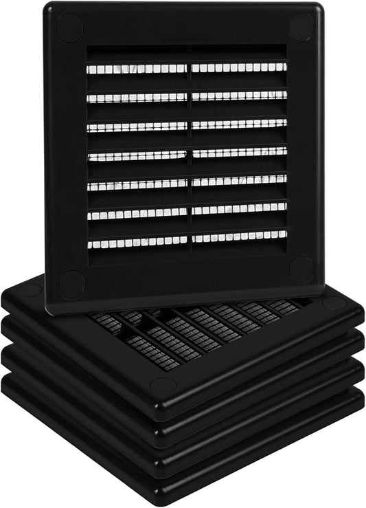 5-Pack 4" x 4" Square Air Vent Cover – Black Plastic Vent Deflector by Unknown