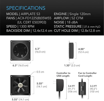 AC Infinity AIRPLATE S3, Quiet Cooling Fan System 6" - Image 6