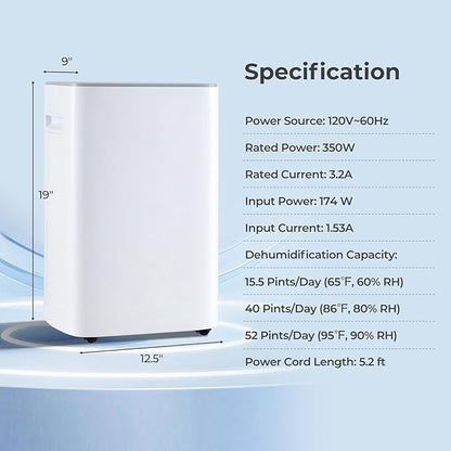 4500 Sq. Ft Dehumidifier for Basement, 52 Pint Garage Dehumidifier for Home - Image 9