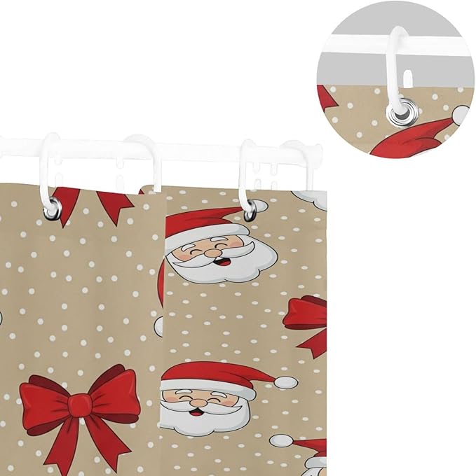 Christmas Santa Beige Dots Shower Curtain Liner 72×72 inch - Image 5
