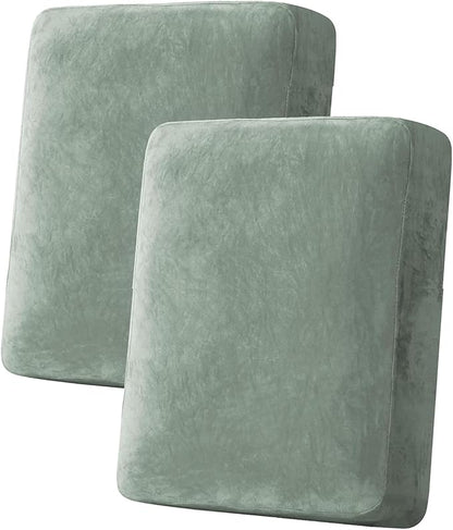 H.VERSAILTEX Velvet Stretch Couch Cushion Cover Plush Cushion Slipcover by HVERSAILTEX