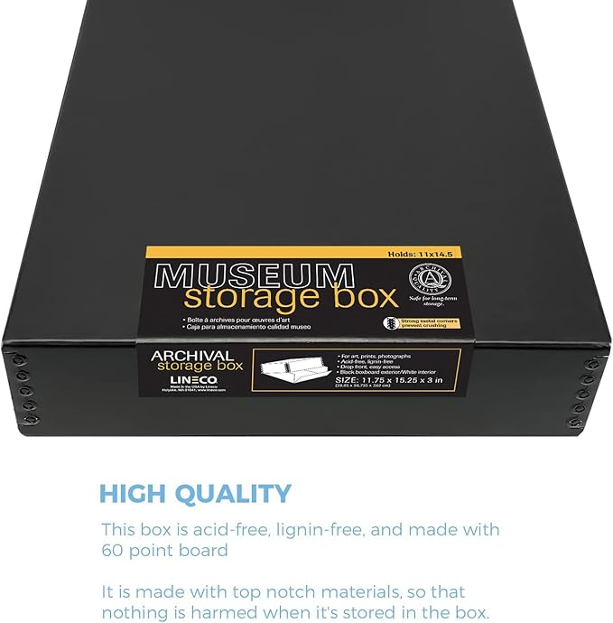 Lineco, 11x14 Black Museum Archival Storage Box, Drop Front Design, - Image 4