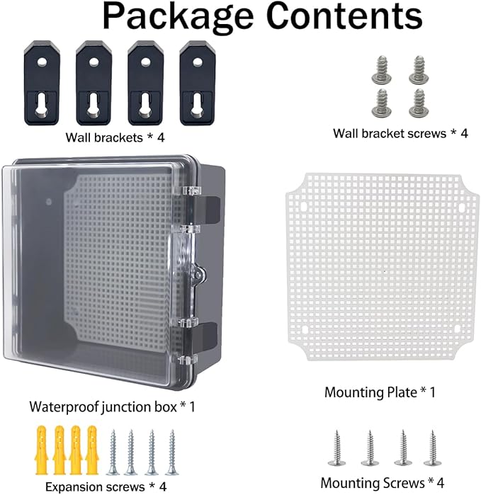 Junction Box, Hinged Black Clear Cover IP67 Waterproof ABS Project Box - Image 6