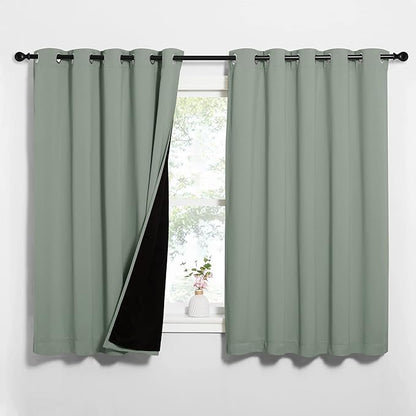 NICETOWN Greyish Green 100% Blackout Lined Curtains, 2 Thick Layers Completely by NICETOWN
