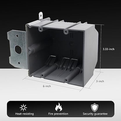MAKERELE PVC Grey Adjustable Electrical Outlet Box, 2-Gang Adjustable Depth - Image 3